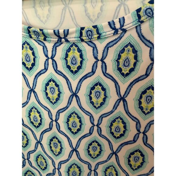 Cabana Life Long Sleeve Knee Length Dress White Turquoise Blue Pocket Sz L EUC - Picture 4 of 7